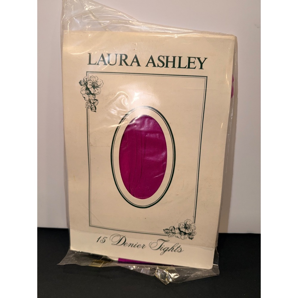 Laura Ashley Vintage Magenta Pink 15 Denier Sheer Tights Made in UK Hips 34-42in